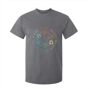 Earth Day Environment T Shirt For Kid Save Bees Rescue Animals Recycle Plastic TS10 Charcoal Print Your Wear
