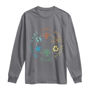 Earth Day Environment Long Sleeve Shirt Save Bees Rescue Animals Recycle Plastic TS10 Charcoal Print Your Wear