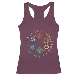Earth Day Environment Racerback Tank Top Save Bees Rescue Animals Recycle Plastic TS10 Maroon Print Your Wear