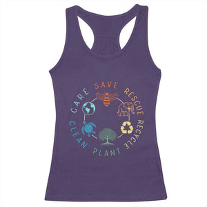 Earth Day Environment Racerback Tank Top Save Bees Rescue Animals Recycle Plastic TS10 Purple Print Your Wear