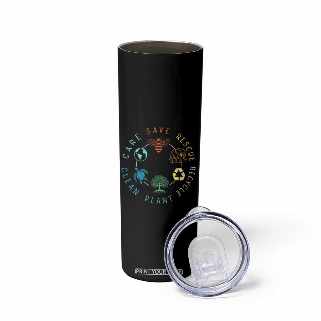 Earth Day Environment Skinny Tumbler Save Bees Rescue Animals Recycle Plastic TS10 Print Your Wear