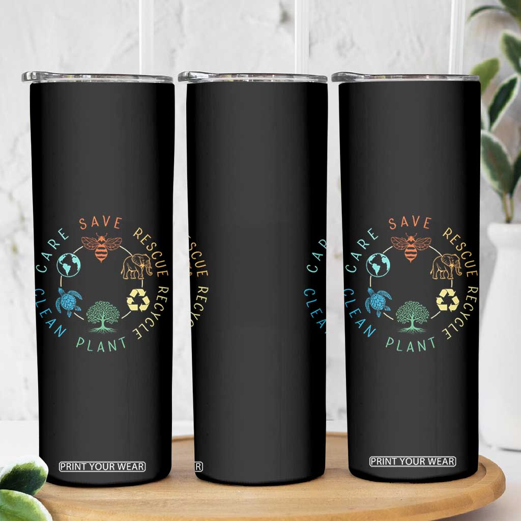 Earth Day Environment Skinny Tumbler Save Bees Rescue Animals Recycle Plastic TS10 Print Your Wear