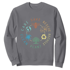 Earth Day Environment Sweatshirt Save Bees Rescue Animals Recycle Plastic TS10 Charcoal Print Your Wear