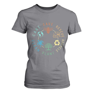 Earth Day Environment T Shirt For Women Save Bees Rescue Animals Recycle Plastic TS10 Charcoal Print Your Wear