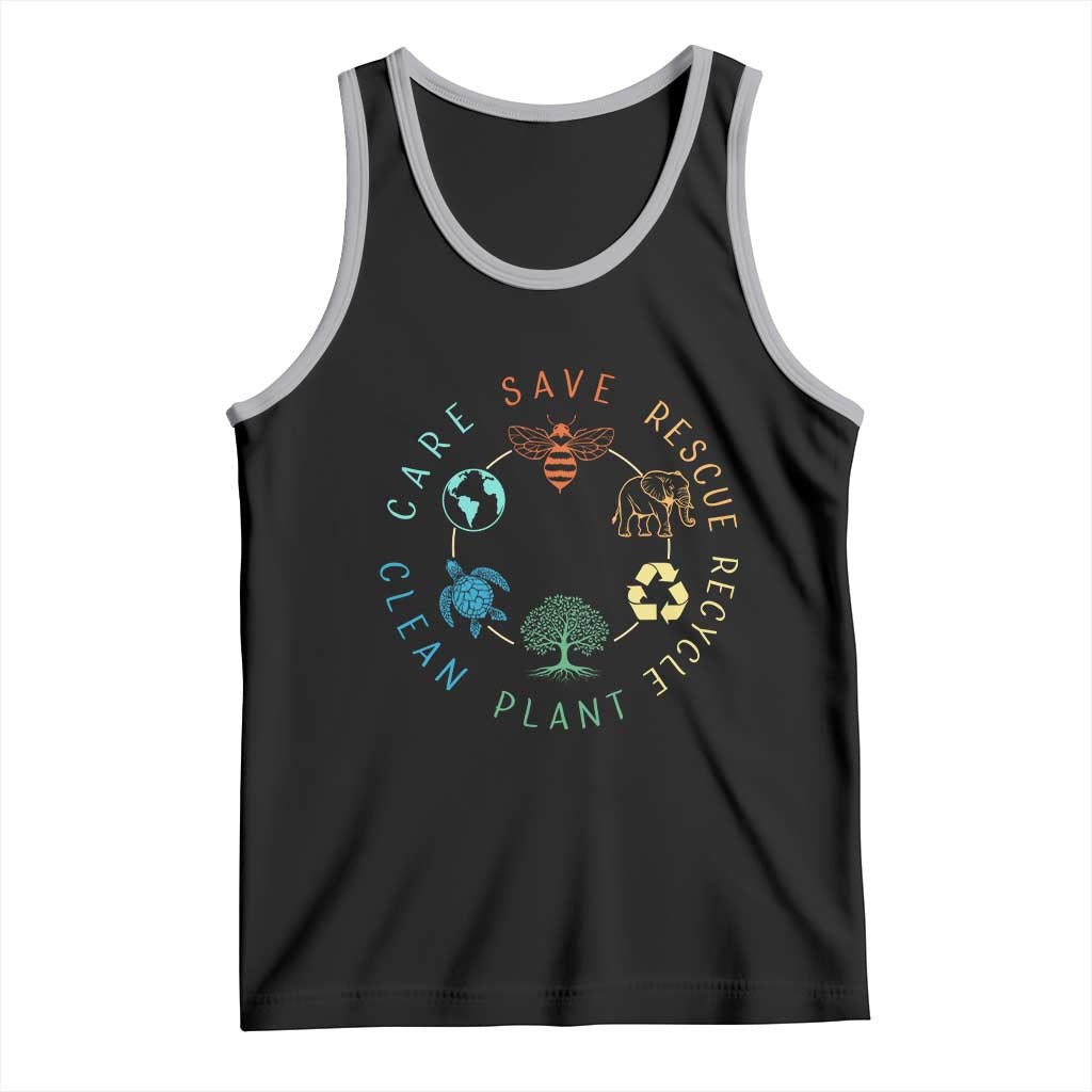 Earth Day Environment Tank Top Save Bees Rescue Animals Recycle Plastic TS10 Black Athletic Heather Print Your Wear