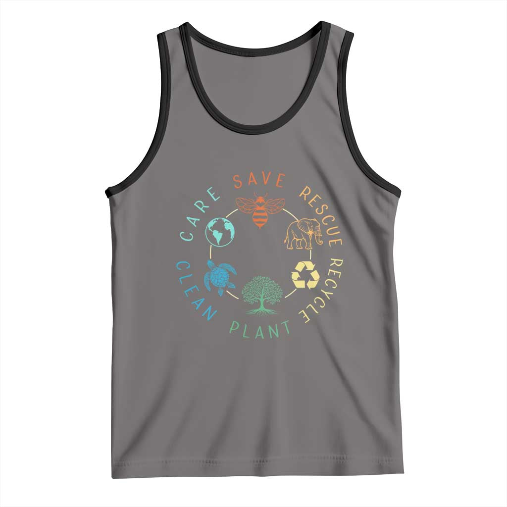 Earth Day Environment Tank Top Save Bees Rescue Animals Recycle Plastic TS10 Deep Heather Black Print Your Wear