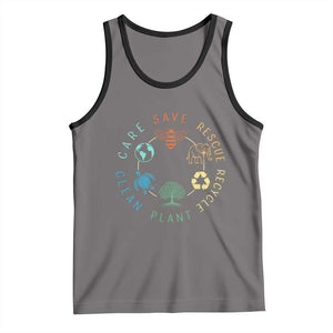 Earth Day Environment Tank Top Save Bees Rescue Animals Recycle Plastic TS10 Deep Heather Black Print Your Wear
