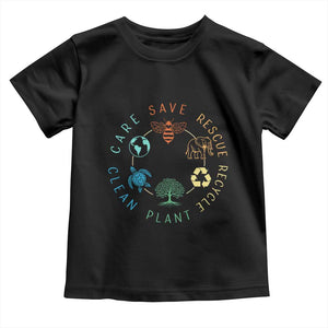 Earth Day Environment Toddler T Shirt Save Bees Rescue Animals Recycle Plastic TS10 Black Print Your Wear