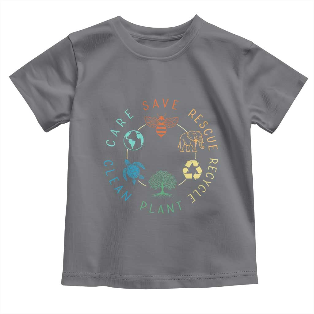 Earth Day Environment Toddler T Shirt Save Bees Rescue Animals Recycle Plastic TS10 Charcoal Print Your Wear