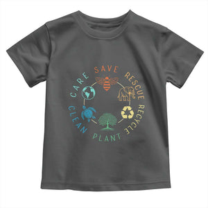Earth Day Environment Toddler T Shirt Save Bees Rescue Animals Recycle Plastic TS10 Dark Heather Print Your Wear