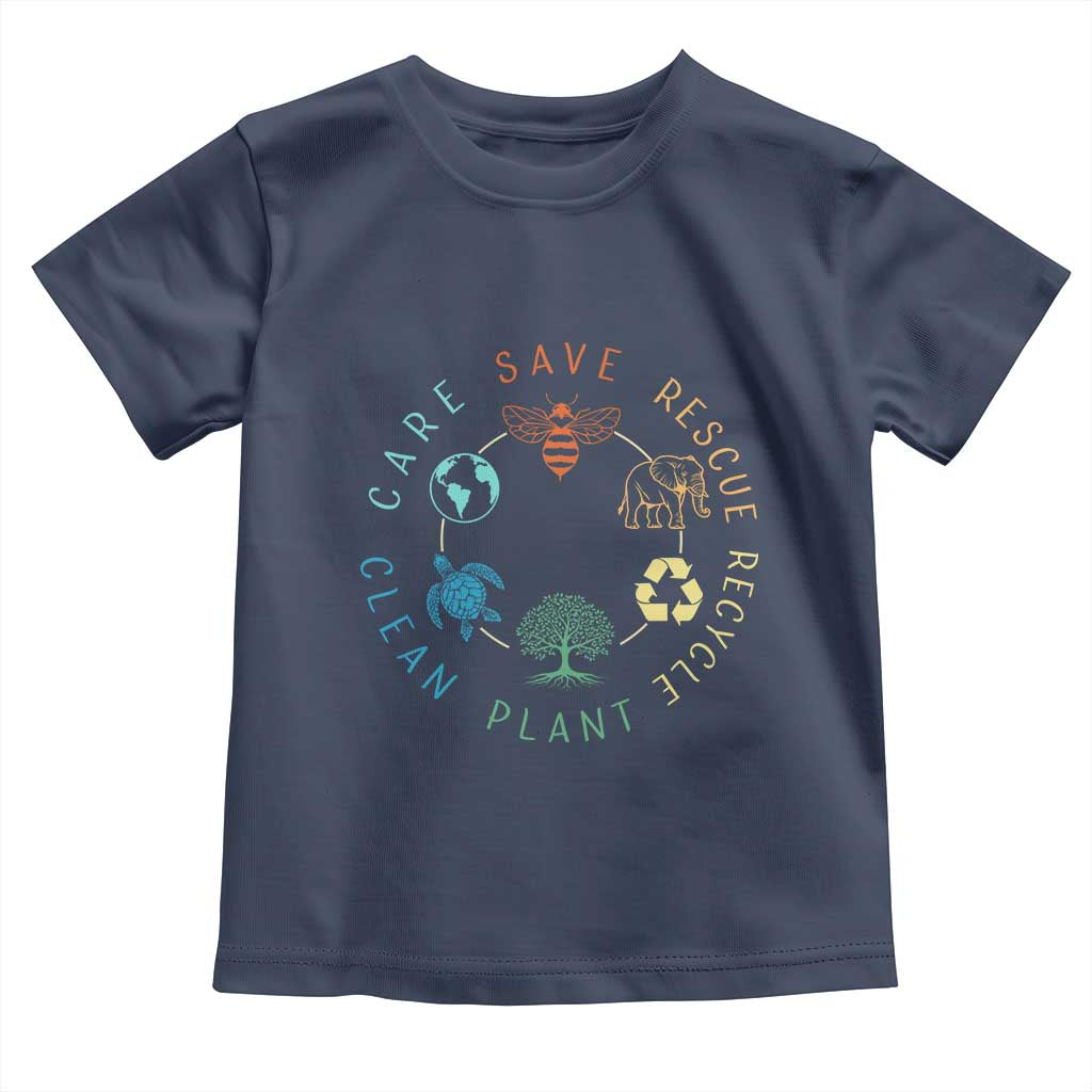 Earth Day Environment Toddler T Shirt Save Bees Rescue Animals Recycle Plastic TS10 Navy Print Your Wear