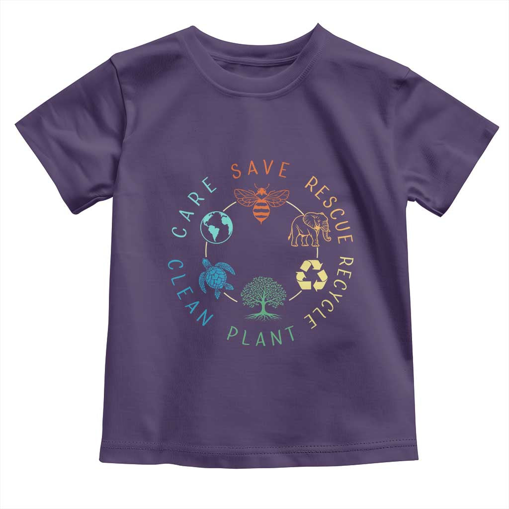 Earth Day Environment Toddler T Shirt Save Bees Rescue Animals Recycle Plastic TS10 Purple Print Your Wear