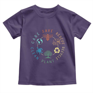 Earth Day Environment Toddler T Shirt Save Bees Rescue Animals Recycle Plastic TS10 Purple Print Your Wear