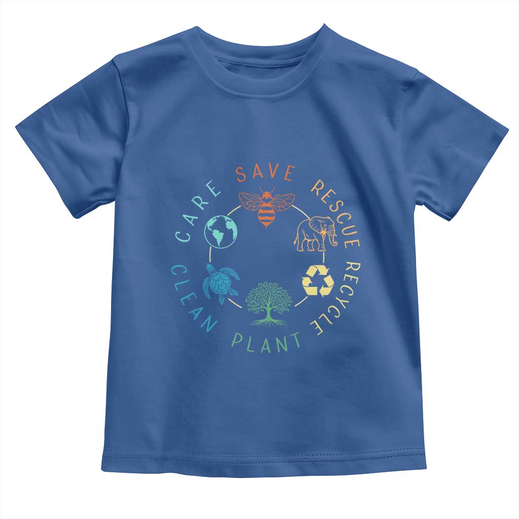 Earth Day Environment Toddler T Shirt Save Bees Rescue Animals Recycle Plastic TS10 Royal Blue Print Your Wear