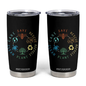 Earth Day Environment Tumbler Cup Save Bees Rescue Animals Recycle Plastic TS10 Black Print Your Wear