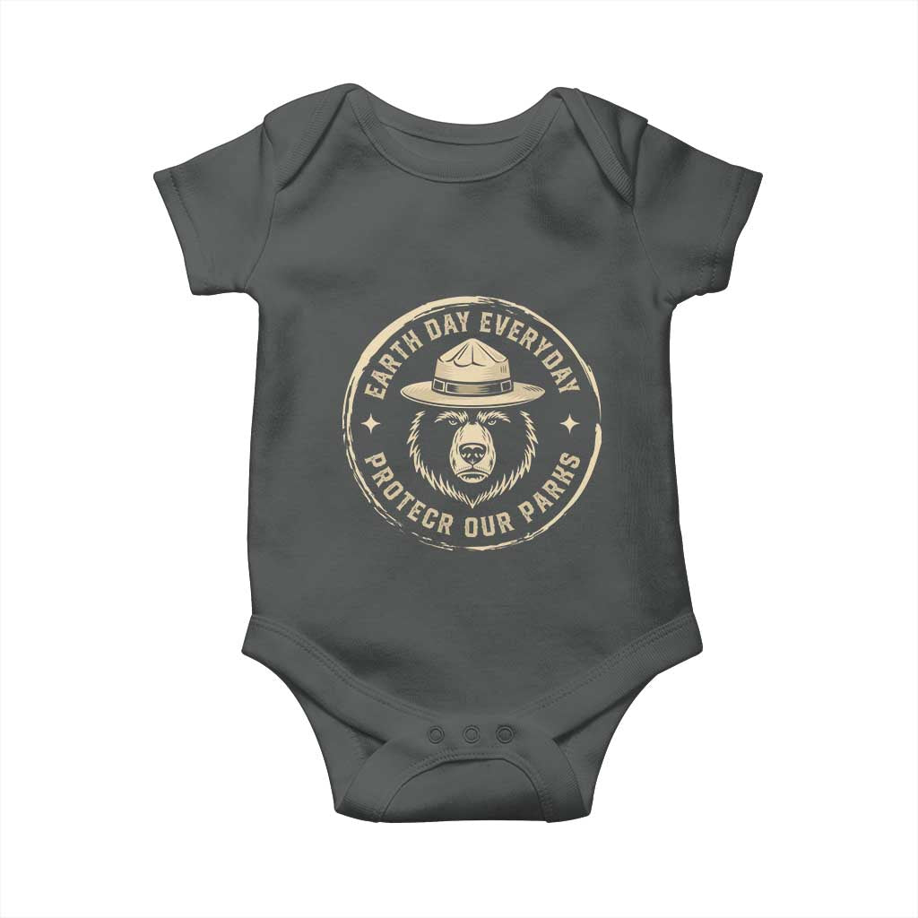 Earth Day Protect Our Parks Baby Onesie Vintage Retro Bear TS10 Dark Heather Print Your Wear