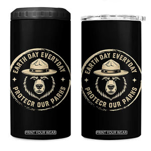 Earth Day Protect Our Parks 4 in 1 Can Cooler Tumbler Vintage Retro Bear TS10 One Size: 16 oz Black Print Your Wear