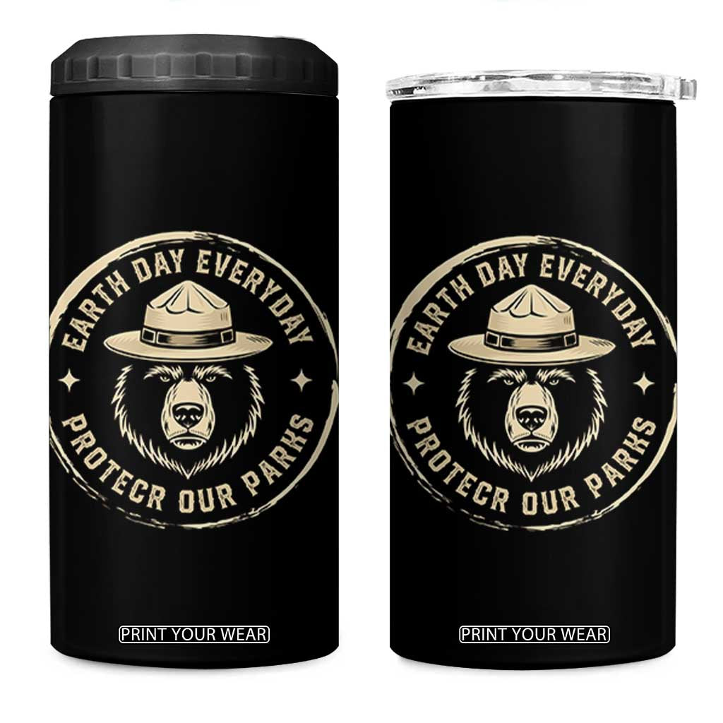 Earth Day Protect Our Parks 4 in 1 Can Cooler Tumbler Vintage Retro Bear TS10 One Size: 16 oz Black Print Your Wear