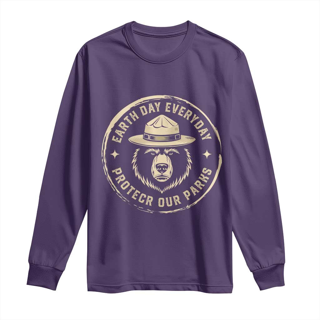 Earth Day Protect Our Parks Long Sleeve Shirt Vintage Retro Bear TS10 Purple Print Your Wear