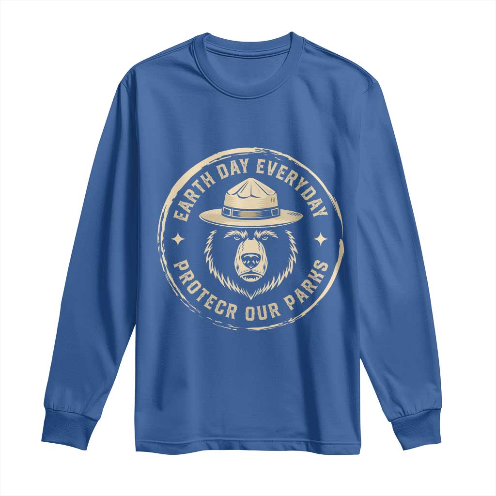 Earth Day Protect Our Parks Long Sleeve Shirt Vintage Retro Bear TS10 Royal Blue Print Your Wear