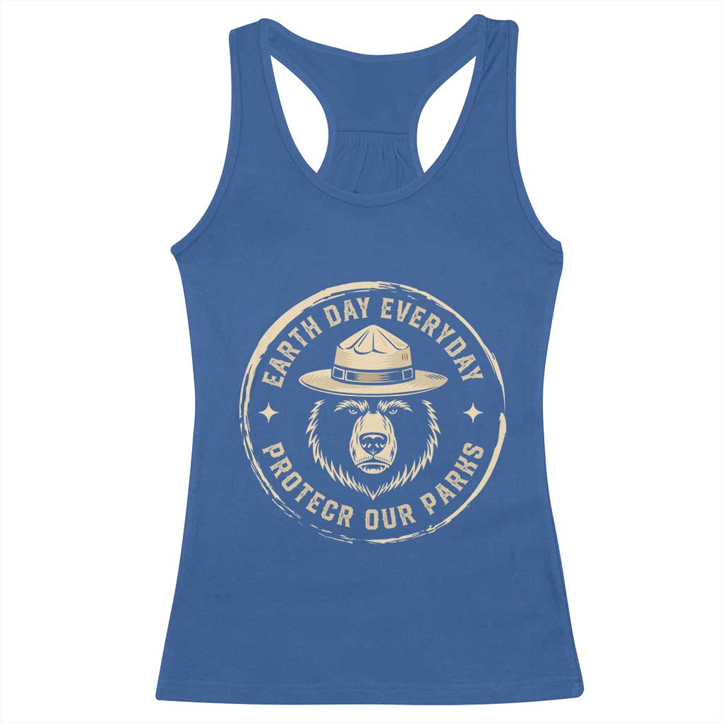 Earth Day Protect Our Parks Racerback Tank Top Vintage Retro Bear TS10 Royal Blue Print Your Wear
