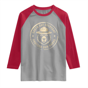 Earth Day Protect Our Parks Raglan Shirt Vintage Retro Bear TS10 Sport Gray Red Print Your Wear