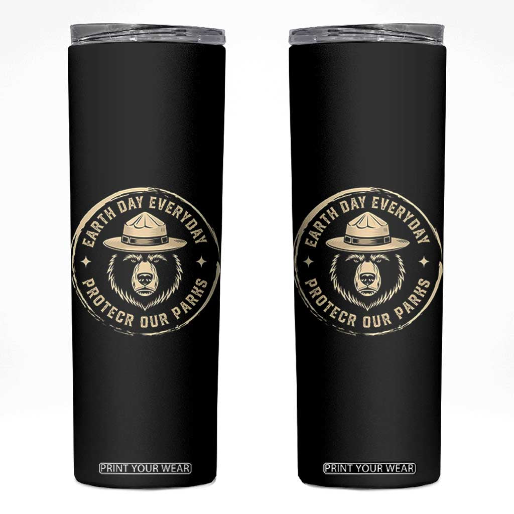 Earth Day Protect Our Parks Skinny Tumbler Vintage Retro Bear TS10 Black Print Your Wear