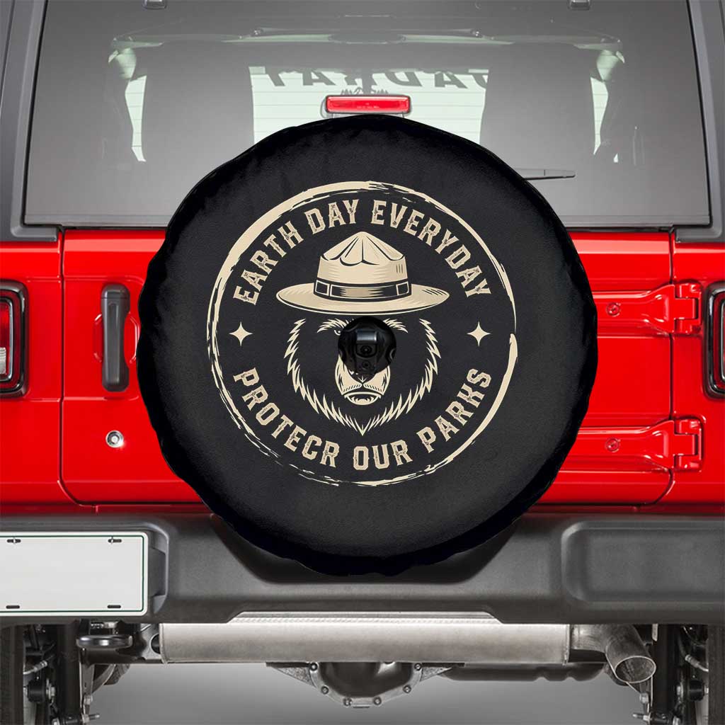 Earth Day Protect Our Parks Spare Tire Cover Vintage Retro Bear TS10 Black Print Your Wear