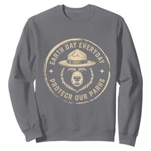 Earth Day Protect Our Parks Sweatshirt Vintage Retro Bear TS10 Charcoal Print Your Wear
