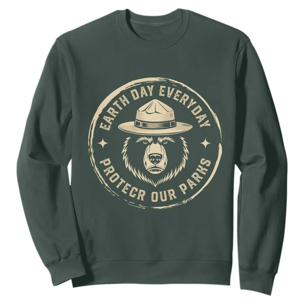 Earth Day Protect Our Parks Sweatshirt Vintage Retro Bear TS10 Dark Forest Green Print Your Wear