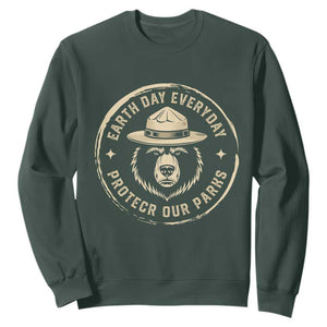 Earth Day Protect Our Parks Sweatshirt Vintage Retro Bear TS10 Dark Forest Green Print Your Wear