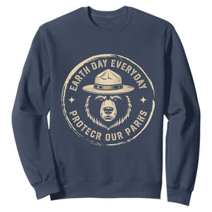 Earth Day Protect Our Parks Sweatshirt Vintage Retro Bear TS10 Navy Print Your Wear