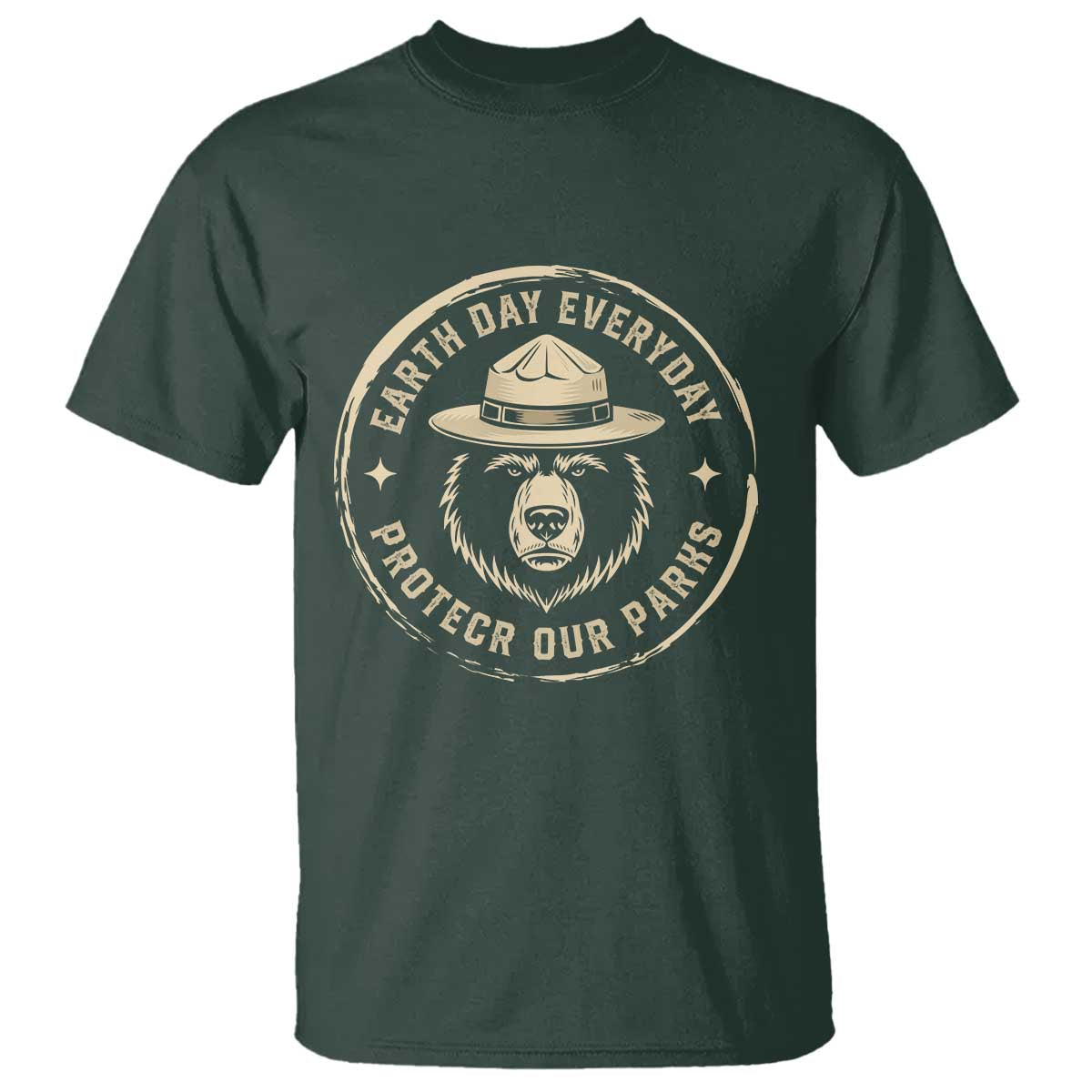 Earth Day Protect Our Parks T Shirt Vintage Retro Bear TS10 Dark Forest Green Print Your Wear