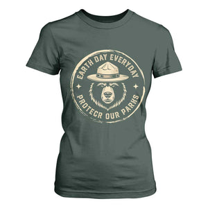 Earth Day Protect Our Parks T Shirt For Women Vintage Retro Bear TS10 Dark Forest Green Print Your Wear