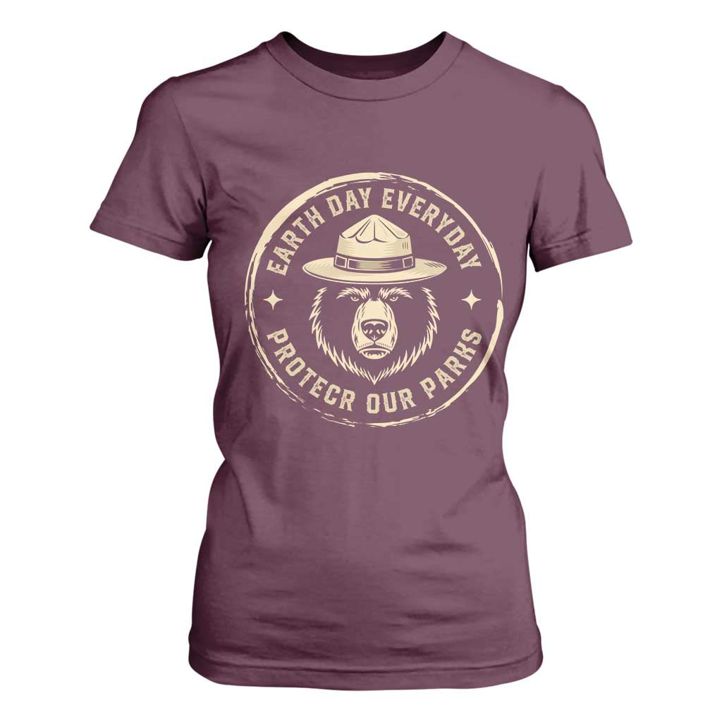Earth Day Protect Our Parks T Shirt For Women Vintage Retro Bear TS10 Maroon Print Your Wear