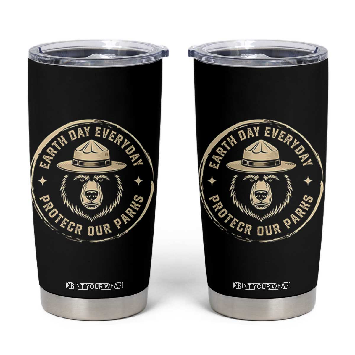 Earth Day Protect Our Parks Tumbler Cup Vintage Retro Bear TS10 Black Print Your Wear