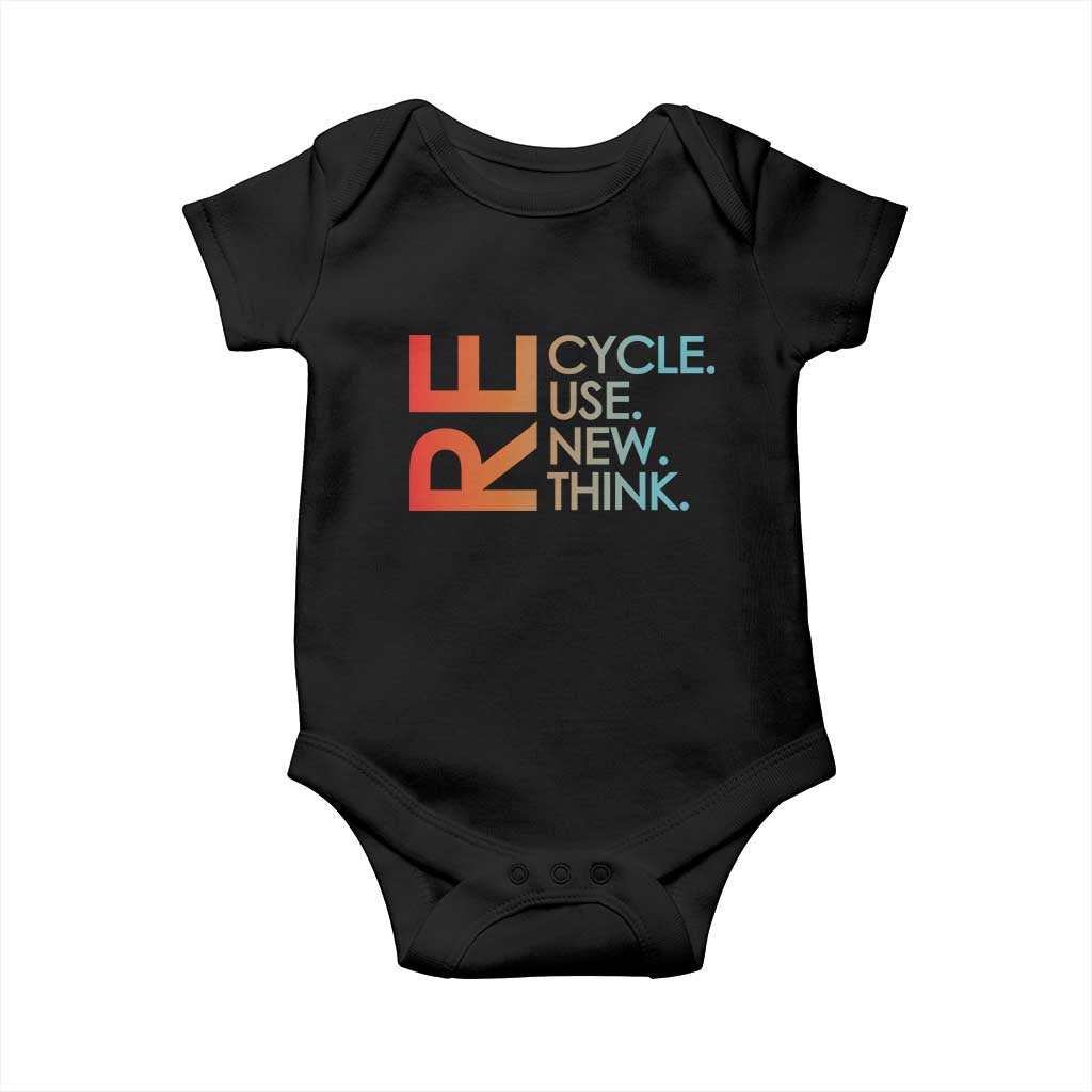 Environmental Activism Baby Onesie Recycle Reuse Renew Rethink Earth Day TS10 Black Print Your Wear