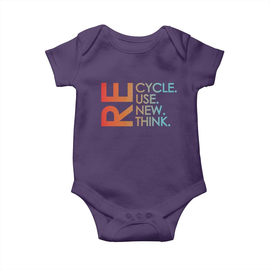 Environmental Activism Baby Onesie Recycle Reuse Renew Rethink Earth Day TS10 Purple Print Your Wear