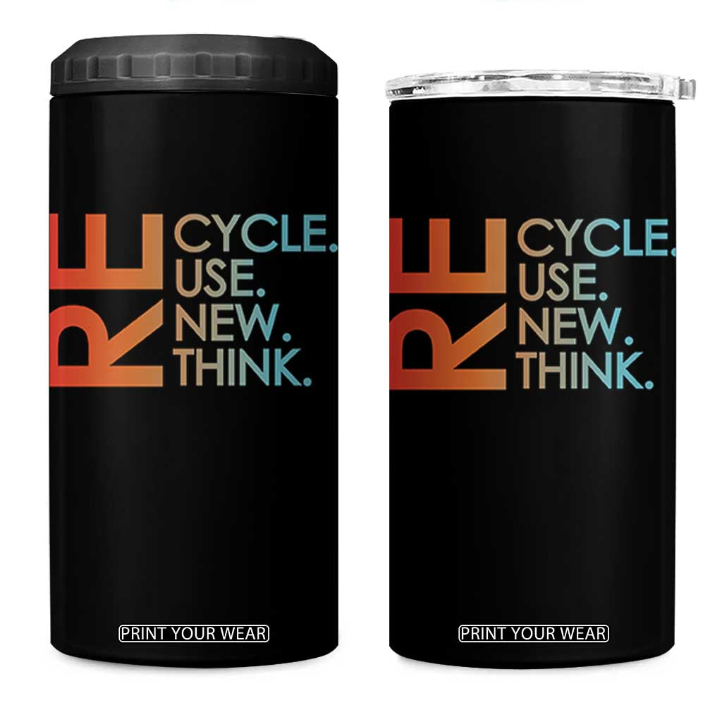 Environmental Activism 4 in 1 Can Cooler Tumbler Recycle Reuse Renew Rethink Earth Day TS10 One Size: 16 oz Black Print Your Wear