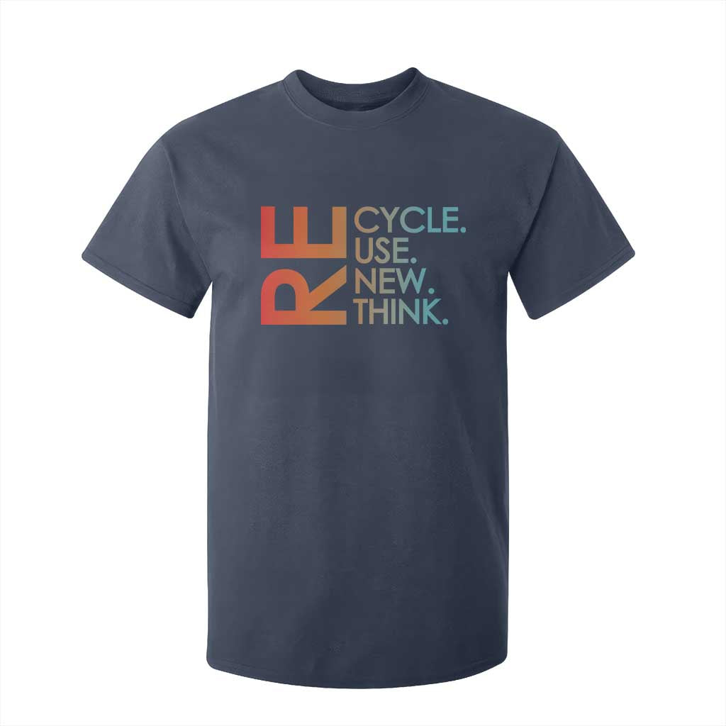 Environmental Activism T Shirt For Kid Recycle Reuse Renew Rethink Earth Day TS10 Navy Print Your Wear