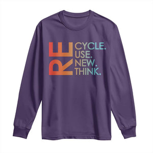 Environmental Activism Long Sleeve Shirt Recycle Reuse Renew Rethink Earth Day TS10 Purple Print Your Wear