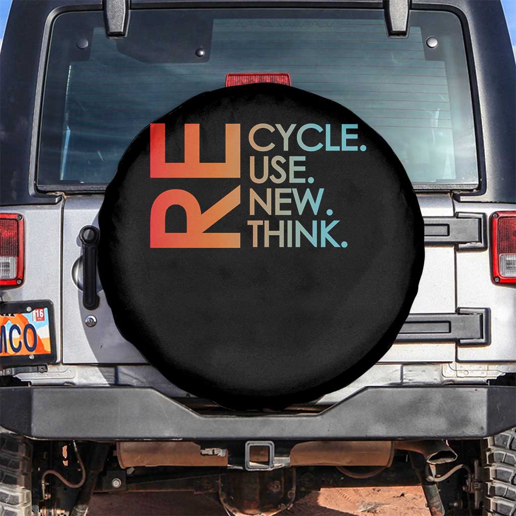 Environmental Activism Spare Tire Cover Recycle Reuse Renew Rethink Earth Day TS10 No hole Black Print Your Wear