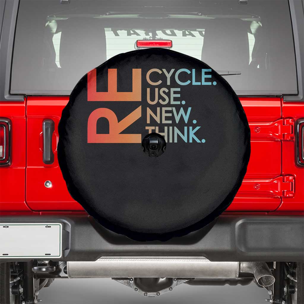 Environmental Activism Spare Tire Cover Recycle Reuse Renew Rethink Earth Day TS10 Black Print Your Wear
