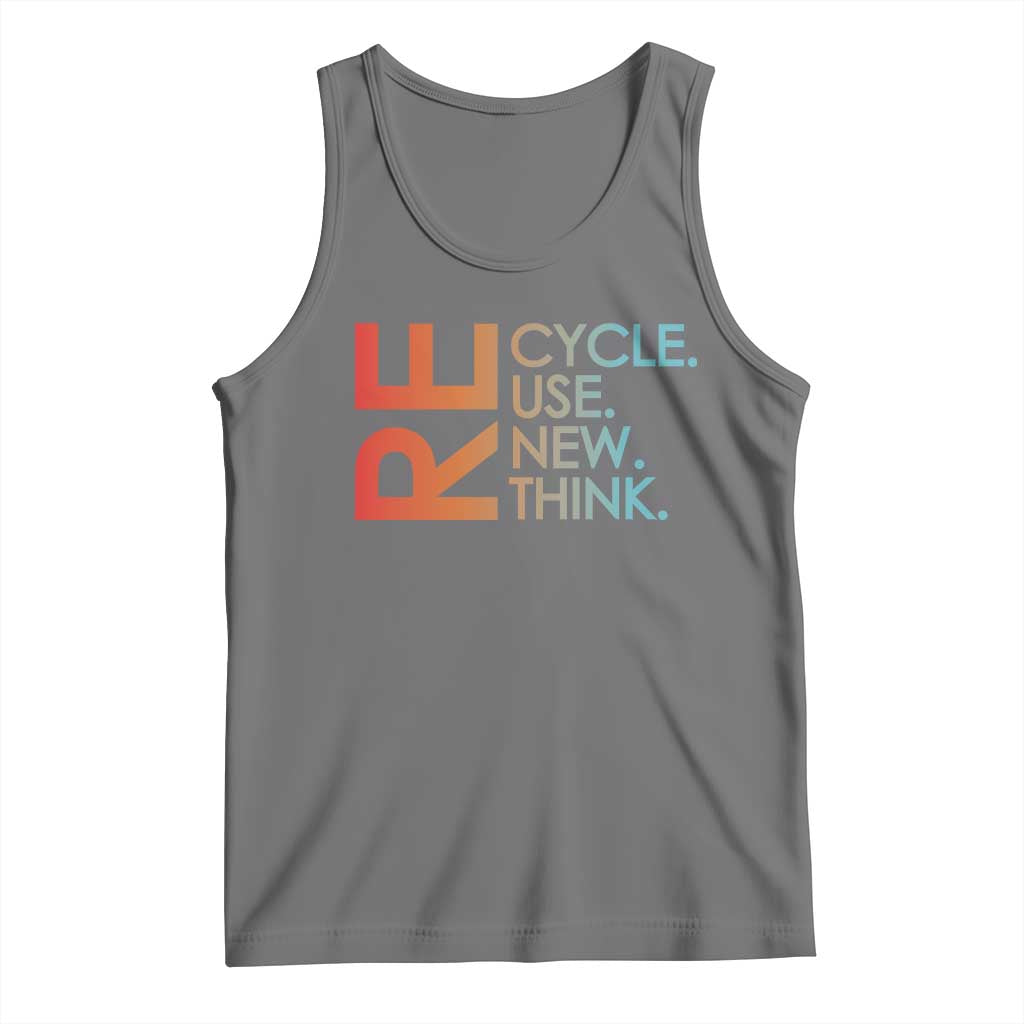 Environmental Activism Tank Top Recycle Reuse Renew Rethink Earth Day TS10 Black Heather Print Your Wear