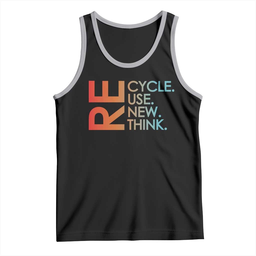 Environmental Activism Tank Top Recycle Reuse Renew Rethink Earth Day TS10 Black Athletic Heather Print Your Wear