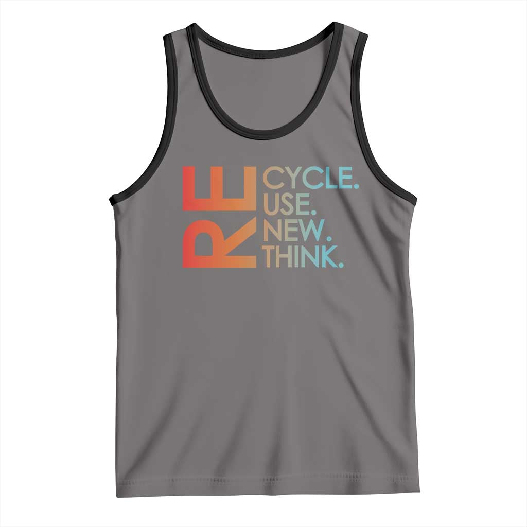 Environmental Activism Tank Top Recycle Reuse Renew Rethink Earth Day TS10 Deep Heather Black Print Your Wear