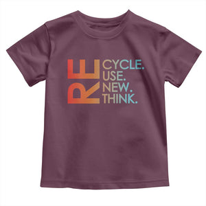 Environmental Activism Toddler T Shirt Recycle Reuse Renew Rethink Earth Day TS10 Maroon Print Your Wear