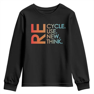 Environmental Activism Youth Sweatshirt Recycle Reuse Renew Rethink Earth Day TS10 Black Print Your Wear