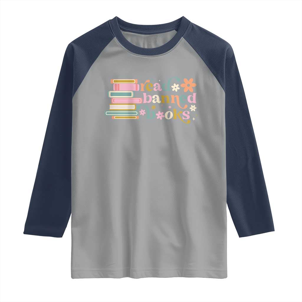 Vintage Read Banned Books Raglan Shirt TS10 Sport Gray Navy Print Your Wear