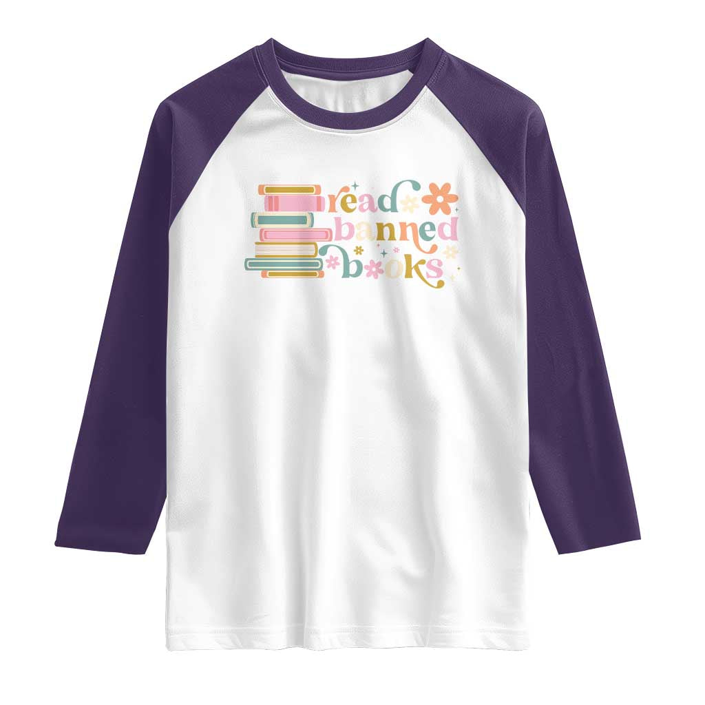 Vintage Read Banned Books Raglan Shirt TS10 White Purple Print Your Wear